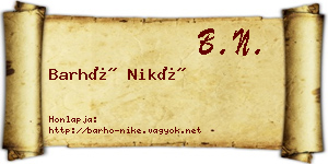 Barhó Niké névjegykártya